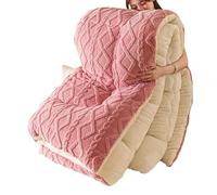 Contemporary Style Luxurious Ultra-Soft Taffeta Fleece Thickened Warm Blanket Quilt Duvet Seasons, Machine Washable Thick Cozy Warm Reversible Blanket 200x230cm/4kg (PINK)