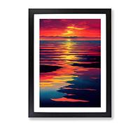 Contemporary Sunset Framed Wall Art Print A2 Black