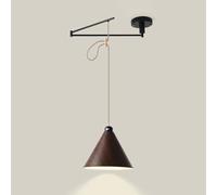 Contemporary Swing Arm Pendant Light, Foldable Long Arm Chaner in Black Metal, Adjustable Hanging Fixture for Home & Office