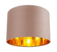 Contemporary and Chic Taupe Cotton 12" Table or Pendant Circular Drum Lamp Shade with Shiny Copper Inner - 60watt Maximum by Happy Homewares