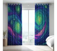 Contemporary Thermal Curtains Blue Abstract Microfiber Eyelet Curtains Psychedelic Vivid Starry Sky Full Blackout Grommet Top for Living Room 46 x 54 Inch Drop 2 Panels
