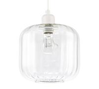 Contemporary Transparent Glass Wide Ribbed Curved Square Pendant Ceiling Light Shade | 20cm x 20cm | E27 or B22 Lamp Holder by Happy Homewares