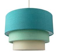 Contemporary Triple Tier Teal Duck Egg & Cream Linen Fabric Pendant Light Shade Happy Homewares Teal One Size