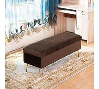 Contemporary Velvet Storage Bench Multifunctional Upholstered Footrest for Living Room Entryway & Bedroom Stylish Rectangular Ottoman Seat Brown 31"x16"x17"