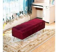 Contemporary Velvet Storage Ottoman - Multifunctional Upholstered Footrest for Living Room Entryway & Bedroom - Elegant Rectangular Seat in Purple & Red - 60 x 40 x 43 cm