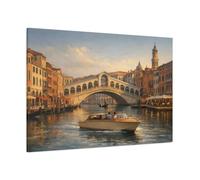 Contemporary Venetian Canal Venice Vintage - Canvas Wall Art Print 48×32 inch (120×80 cm) - Horizontal / 1.25 inch (3 cm)