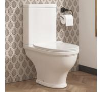 Contemporary Venice Close Coupled Toilet White Rimless with Dual Flush Cistern Quick Release Slim Soft Close Seat Square Shape Bathroom