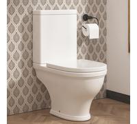 Contemporary Venice Close Coupled Toilet White Rimless with Dual Flush Cistern Quick Release Soft Close Seat Square Shape Bathroom