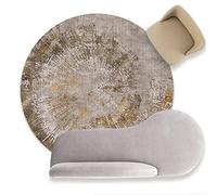 Contemporary Vintage Round Area Rug 140cmSoft Low Pile NonSlip Carpet with Brown Tree Rings Design for Living Room Bedroom Home Decor Floor Mat