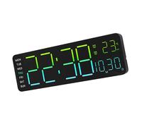 Contemporary Wall Mounted Digital Clock Automatic Brightness Control Show 12/24Hour Time Temperature Calendar Decors Party Decoration Wall Clock With Colorful Lighting