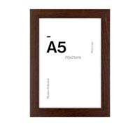 Contemporary Walnut A5 Wooden Picture Frame for A5 (15 x 21cm) Photos or Pictures, Plexi Glass, Freestanding or Wall Mounted Landscape or Portrait