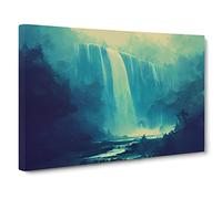 Contemporary Waterfall Canvas Print | Gallery Wrapped 30mm Frame Wall Art | 30x20 inches | Ready to Hang | Contemporary Landscape Picture | Living Room Bedroom Lounge Office