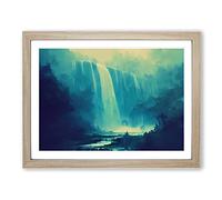 Contemporary Waterfall Framed Print | A2 Oak Framed Wall Art | Ready to Hang | Contemporary Landscape Picture | Living Room Bedroom Lounge Office