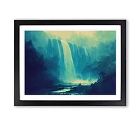Contemporary Waterfall Framed Print | A3 Black Framed Wall Art | Ready to Hang | Contemporary Landscape Picture | Living Room Bedroom Lounge Office