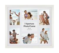 Contemporary White 6x4 Wooden Multi Aperture Picture Frame, Holds 7 6x4" Photos or Pictures, Wall Mounted Landscape or Portrait.