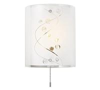 Contemporary White Glass and Clear Glass Beaded Wall Light with Pull Switch by Happy Homewares