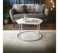 Contemporary White High Gloss Round Coffee Table With a Metal Base G-0471