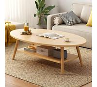 Contemporary Wooden Coffee TableOval Accent Table for Living Room Apartment Sofa Standard Cocktail Table Side Table with Wooden Legs Perfect for Balcony Tea Time.