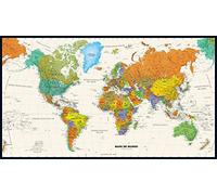 Contemporary World Wall Map in Spanish - 50" x 28.5" Paper