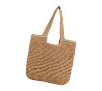 Contemporary Woven Straw Bag For Women Large Capacity Lightweight Travel Essential Beach Shoulder Purse For Holiday Soft Straw Shoulder Bag