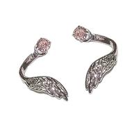 Contemporary Wrap Around Wing-Shaped Ear Pins with Sparkling Crystal Detail Jewellery for Sensitive Skin Elegant Earrings for Sensitive Ears, one size, As described