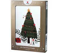 Contemporary Xmas Tree and Presents Stack - 20 Premium Christmas Cards in 2 Designs by UKG
