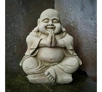 Content Buddha Stone Statue |Reconstituted Oriental Monk Outdoor Garden Ornament
