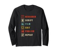 Content Creator Workflow Research Script Film Edit Publish Long Sleeve T-Shirt