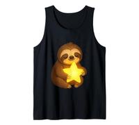 Content Sloth Holding Shining Star Warm Night Illustration Tank Top