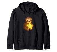 Content Sloth Holding Shining Star Warm Night Illustration Zip Hoodie