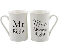 Contento Amore Mug Set – Mrs Always Right Motif – Pair, One Size, White