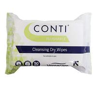 CONTI Flushable - 33 x 22cm Patient Carehome Healthcare Medical Cleansing Dry Wipes - (Single Pack - 50 Wipes Per Pack)
