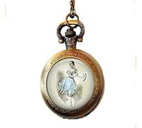 CONTIA Beautiful Graceful Dancer Tambourine Dancing Pocket Watch Necklace Dancer Musician Gift Jewelry Art Nouveau Beautiful Gifts