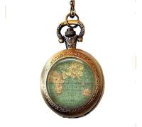 CONTIA Vintage World Map Pocket Watch Necklace,Old World Map,World Globe, Vintage World Globe,Jewelry Gift