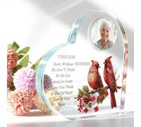 Contid Small Cardinal Keepsake Urn,Crystal Mini Urn with Picture Frame Urns for Human Ashes for Mom Dad,Tiny Memorial Cremation Urn Beautiful Mini Sharing Urns