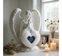 Contid Small Keepsake Urns for Ashes,Prayer Angel Candle Holder Urn,Mini Cremation Urns for Human Ashes Mom/Dad/Pet Dog/Cat,Lifelike Resin Sculpture Decorative Angel Urns with Blue Aluminum Tiny Urn