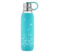 Contigo 74109 Purity Glass Water Bottle, 20 oz. with Silicone Petal Sleeve, Scuba