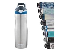 Contigo Ashland Chill Autospout Water Bottle with Flip Straw, Stainless Steel Thermal Drinking Bottle,Leakproof,Grey, BLue, 590 ml