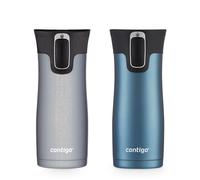 Contigo AUTOSEAL West Loop Vacuum-Insulated Stainless Steel Travel Mug with Easy-Clean Lid, 16oz., 2 Pack, Dark Ice, Gold Morel