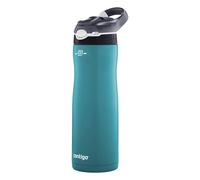 Contigo Autospout Chill Couture Drinking Bottle with Straw, Stainless Steel Water Bottle, 100% Leak-Proof, Insulated Bottle for Sports, Bike, Hiking, 590 ml, Scuba, Blue, Grey