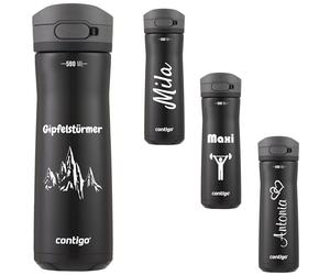 Contigo Jackson Chill AUTOPOP Vacuum Insulated Thermal Water Bottle with Engraving - Name Stainless Steel Insulated Flask, Ideal as a Gift, Leak-Proof, Easy-Clean Lid, BPA-Free, 590 ml (Licorice)
