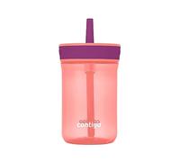 Contigo Kids’ Leighton Straw Tumbler with Spill-Proof Leak-Proof Lid 14oz Coral/Grape