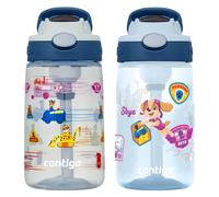 Contigo Paw Patrol Kids 14oz Plastic Water Bottles Aubrey Design with Spill-Proof Lid Silicone Straw 2-Pack Convenient for Travel/Home/School Use