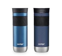 Contigo SNAPSEAL Insulated Stainless Steel Travel Mug with Grip, 20oz., Blue Corn Transparent Satin & Midnight Berry