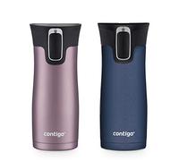 Contigo West Loop Stainless Steel Vacuum-Insulated Travel Mug with Spill-Proof Lid, Vervain; Midnight Berry, 16 Ounces, 2-Pack
