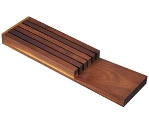 Continenta Block for Drawer Acacia Wood for 5 Knifes, Dark Brown, One Size