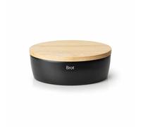 Continenta Bread crock oval with wooden lid, L, Ceramic, Black, 36 x 23 x 13....
