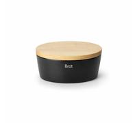 Continenta Bread crock oval with wooden lid, M, Ceramic, Black, 30 x 23 x 13....