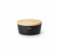 Continenta Bread crock oval with wooden lid, S, Ceramic, Black, 27 x 20 x 13....