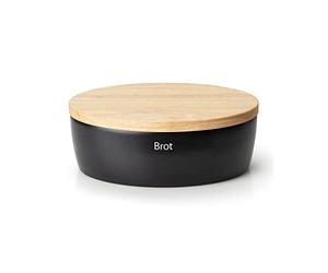 Continenta Ceramic Bread Pot with Practical Air Holes to Prevent Drying Out and Mould Handmade in Portugal Black (30 x 23 x H 13.5 cm)